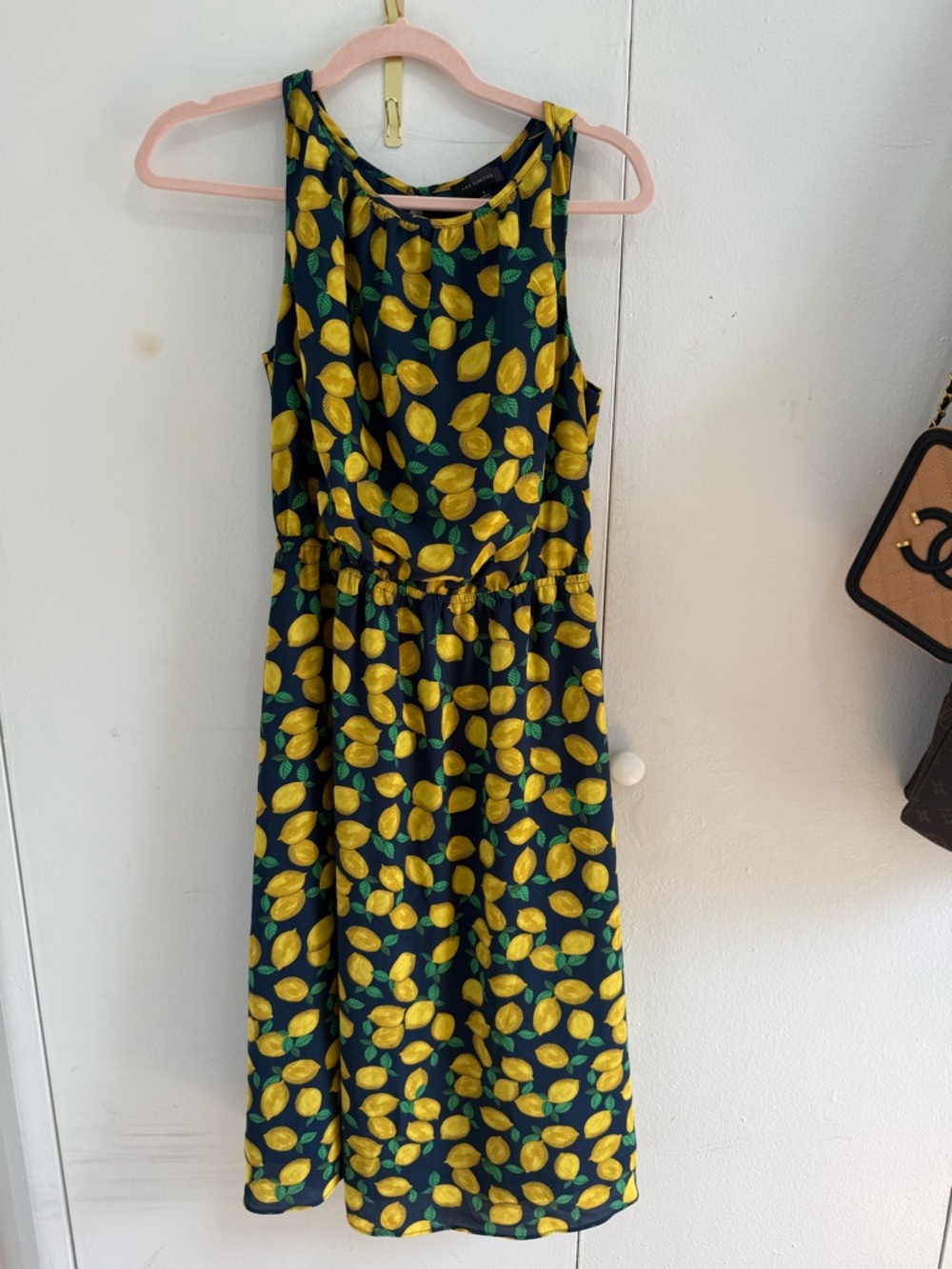 The Limited Navy Maxi Dress with Yellow Lemon Print